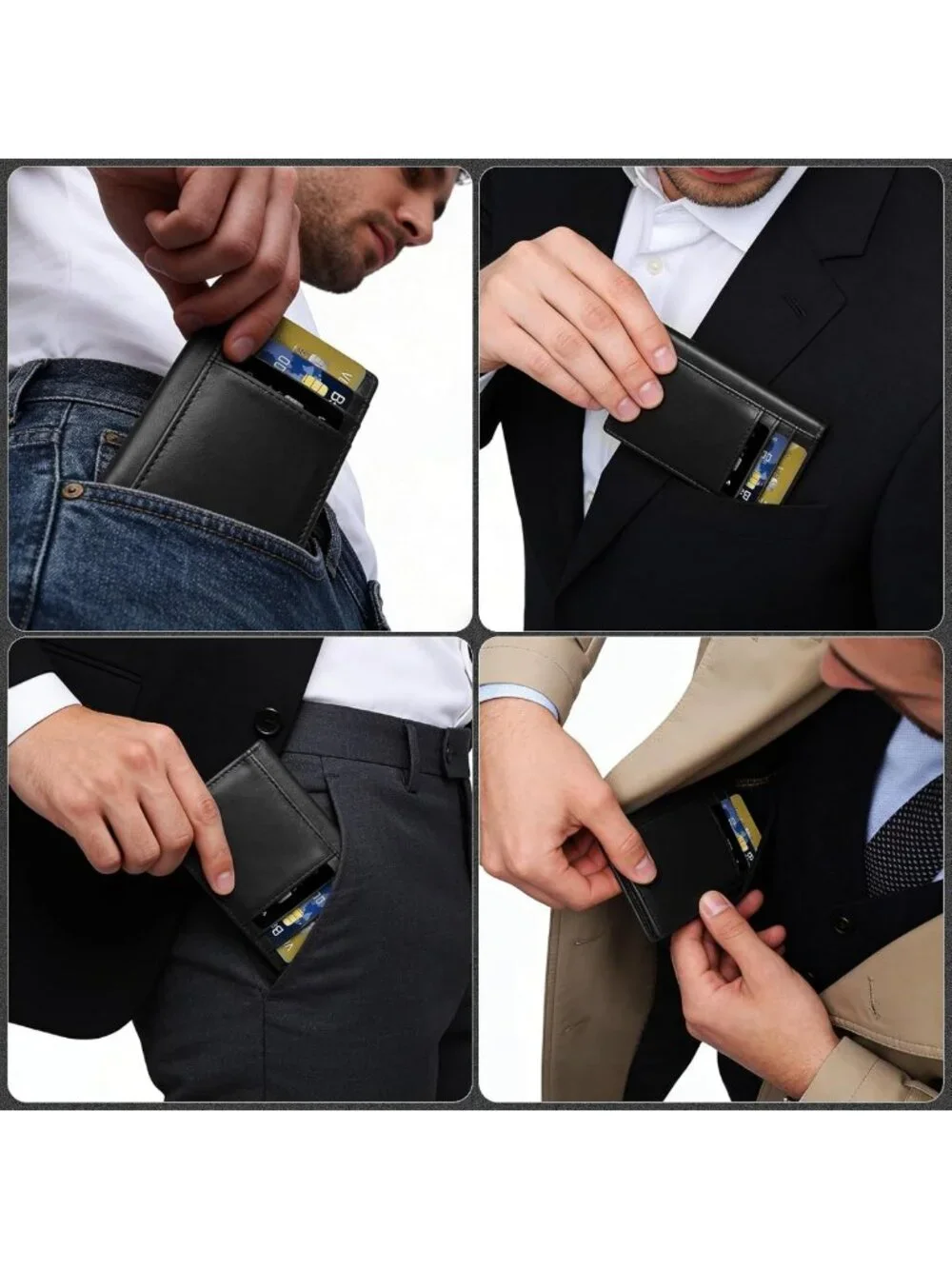 Slim Minimalist Leather Wallet for Men | Small Bifold Card Case & Credit Holder